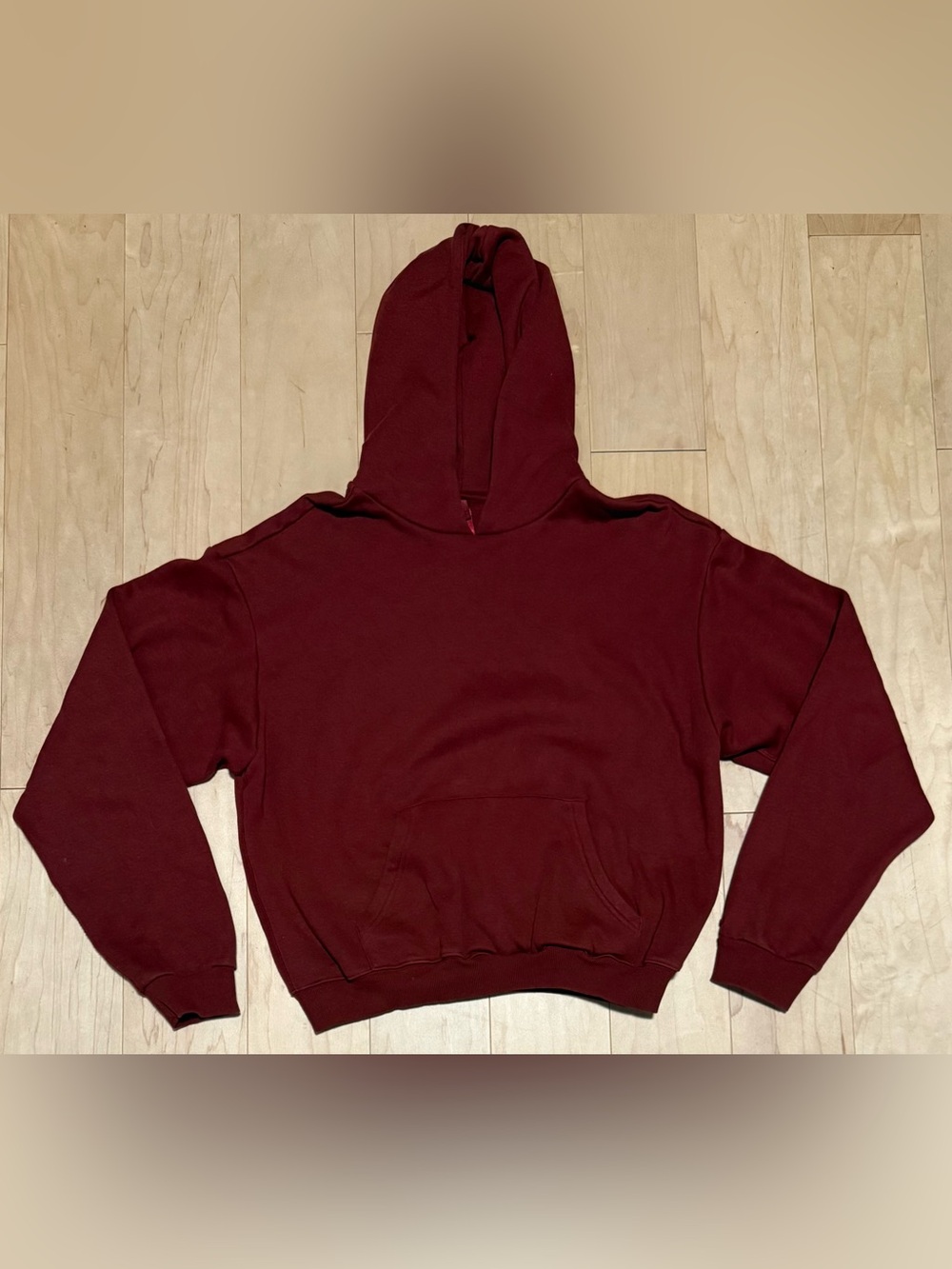 SKIMS Cotton Fleece Classic Hoodie Pullover Sweatshirt Merlot Red Women’s Large